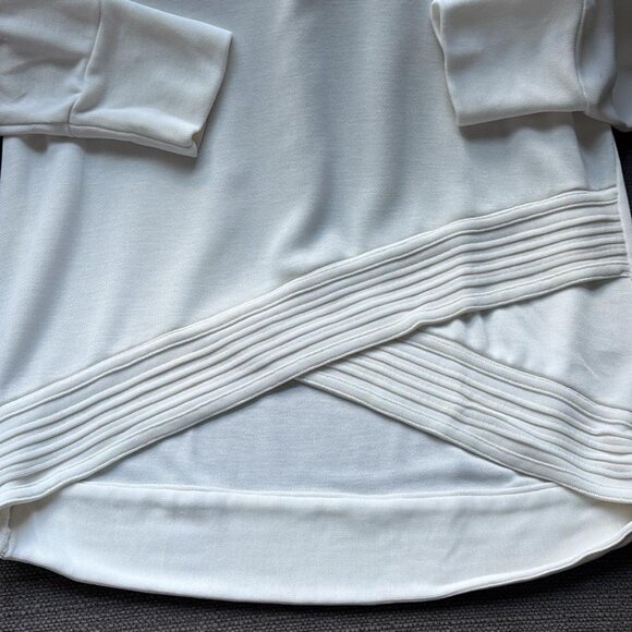 Athleta White Pleat Hem Crewneck Pullover Sweatshirt Size Medium - Picture 7 of 8